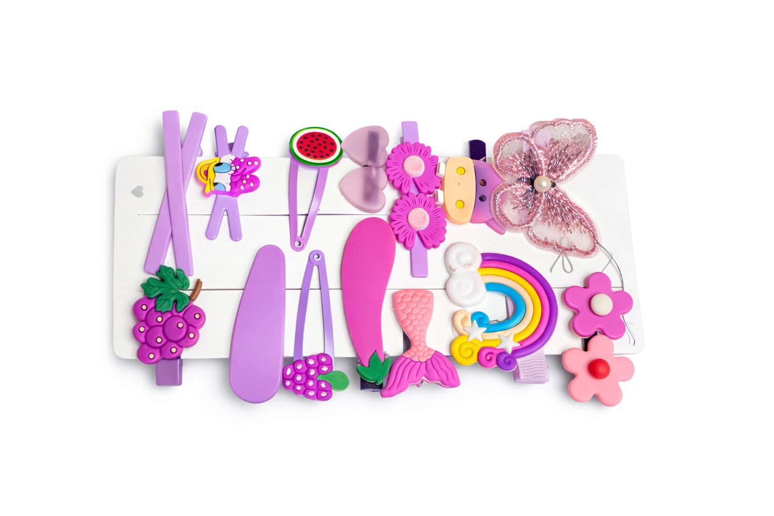 Kids Cute Hair Clip Set – Rainbow, Flower & Fruit