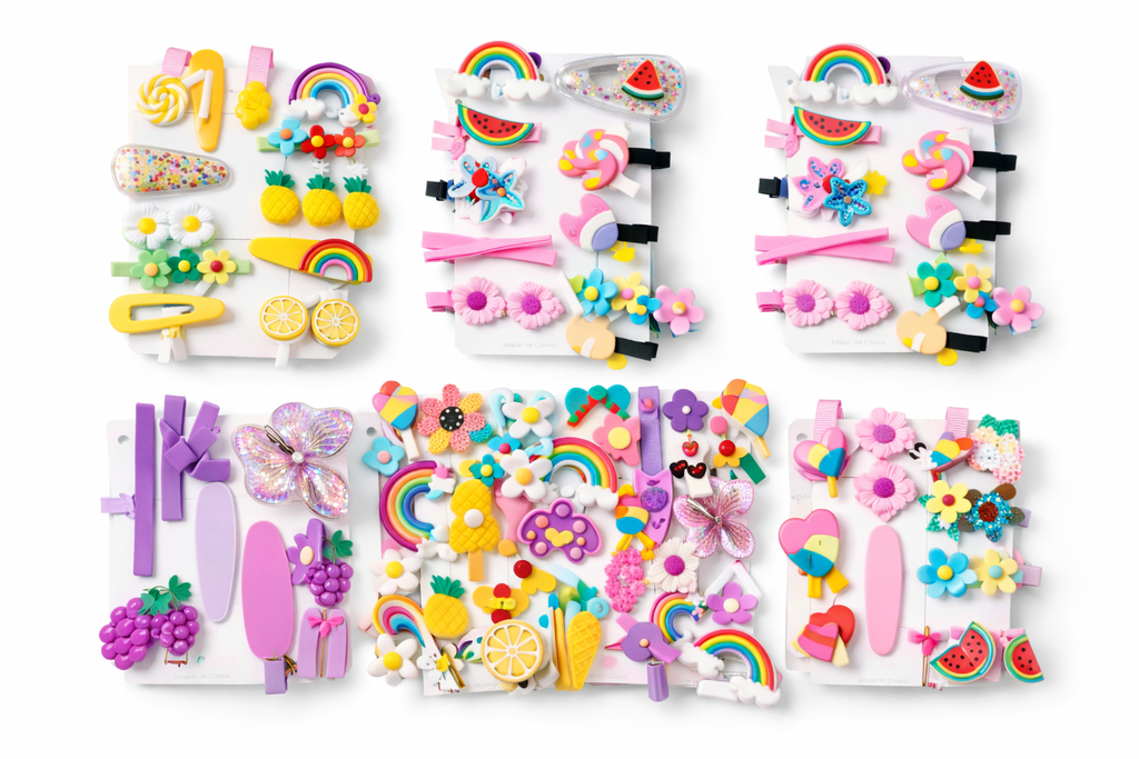 Kids Cute Hair Clip Set – Rainbow, Flower & Fruit