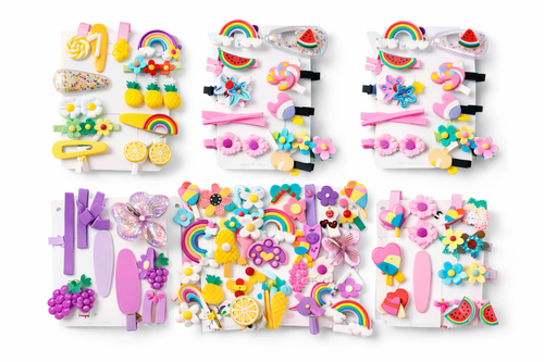 Kids Cute Hair Clip Set – Rainbow, Flower & Fruit