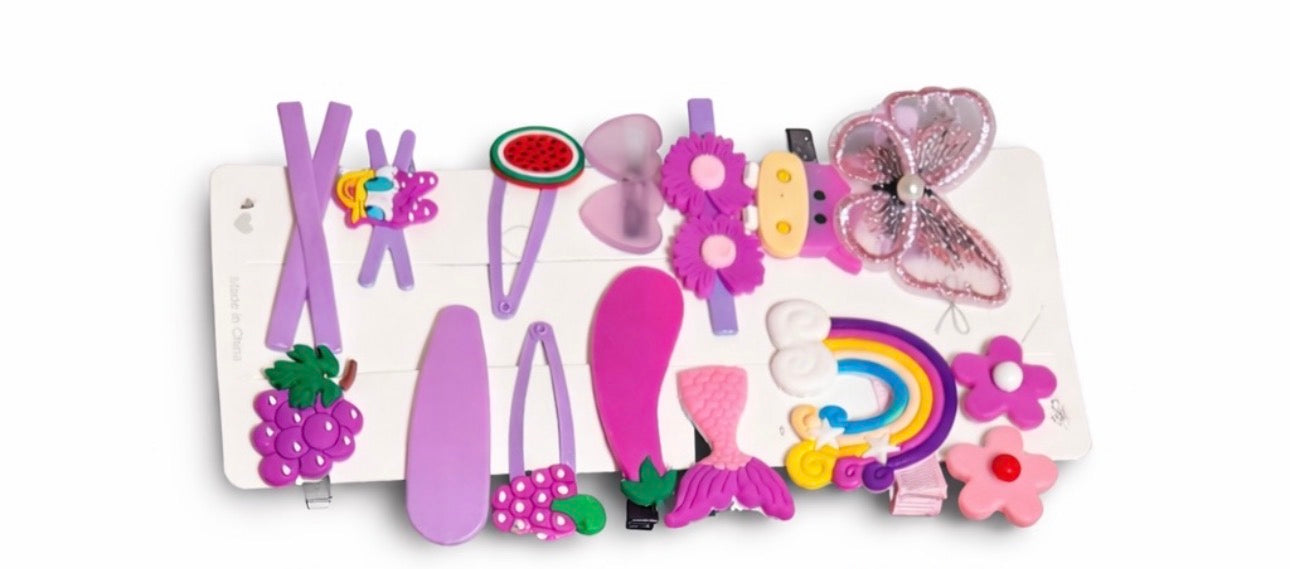 Kids Cute Hair Clip Set – Rainbow, Flower & Fruit