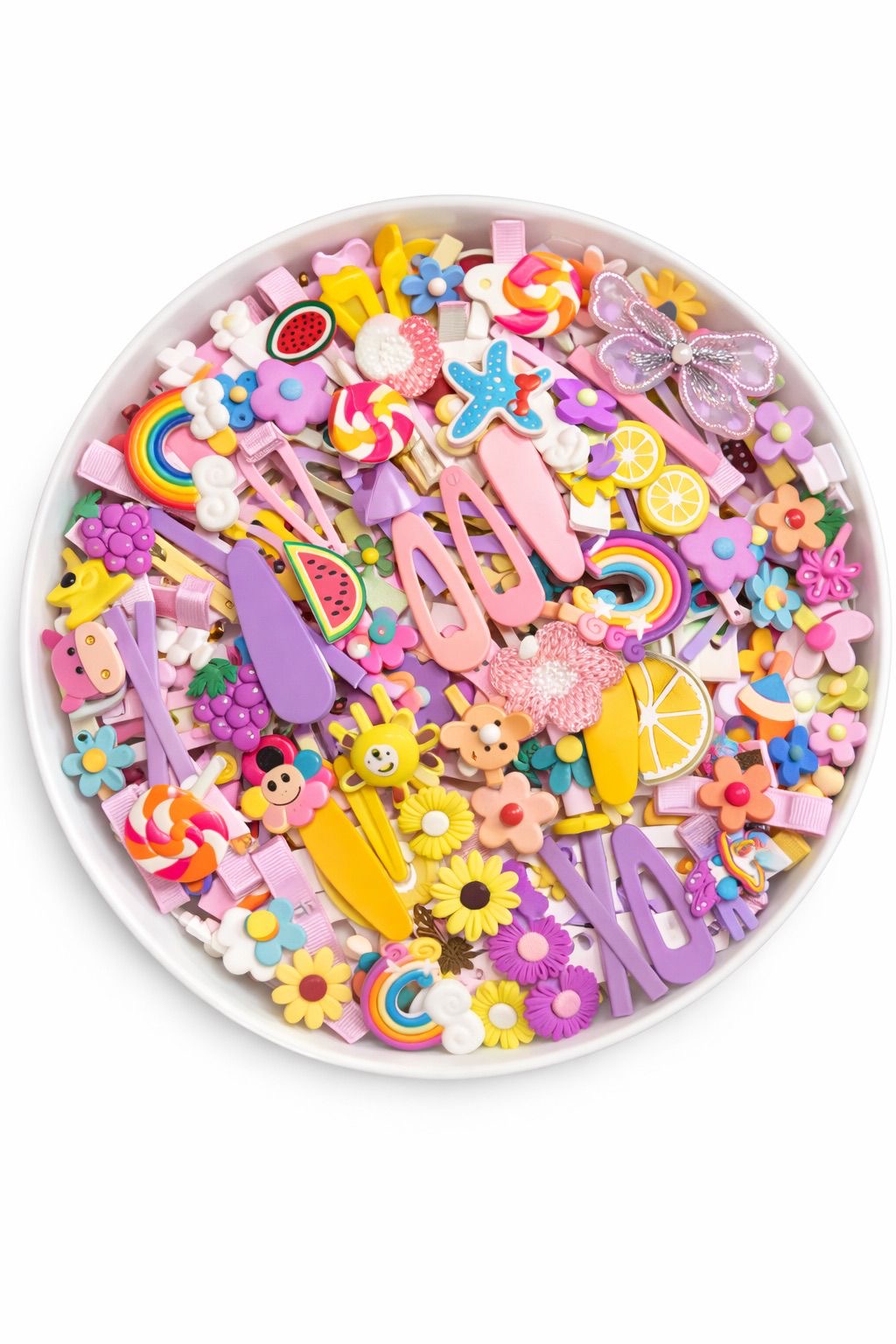 Kids Cute Hair Clip Set – Rainbow, Flower & Fruit