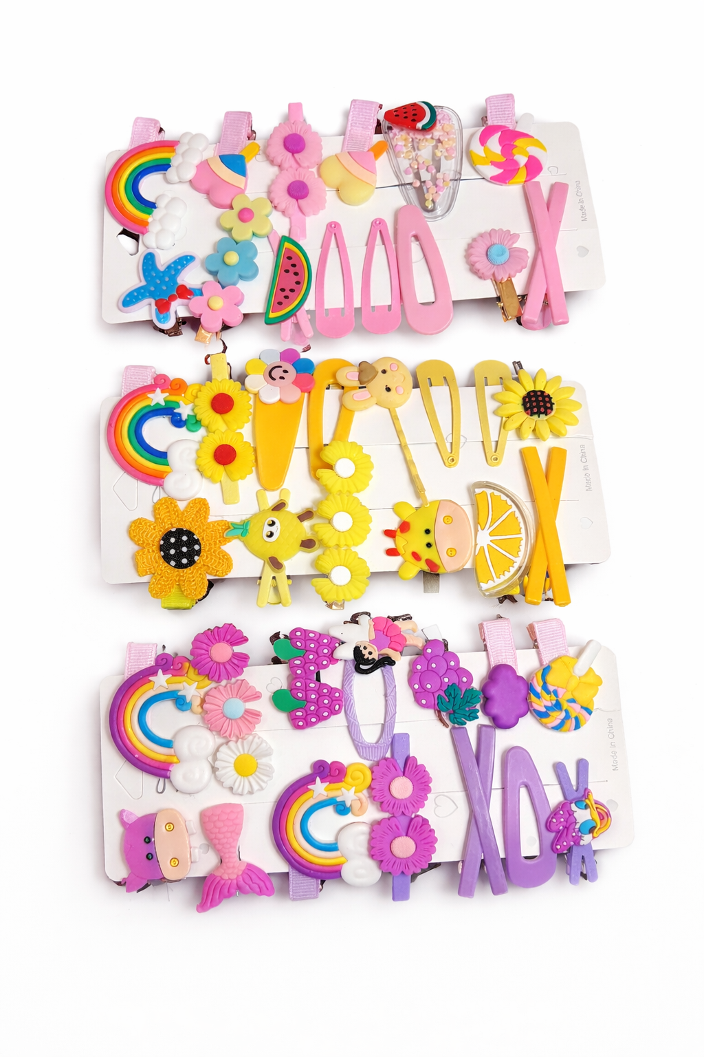 Kids Cute Hair Clip Set – Rainbow, Flower & Fruit