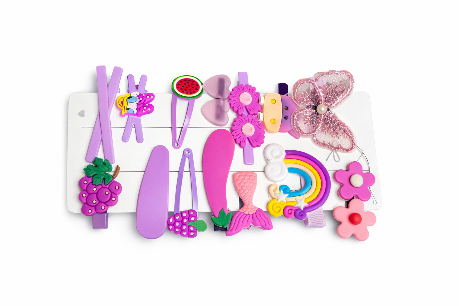 Kids Cute Hair Clip Set – Rainbow, Flower & Fruit