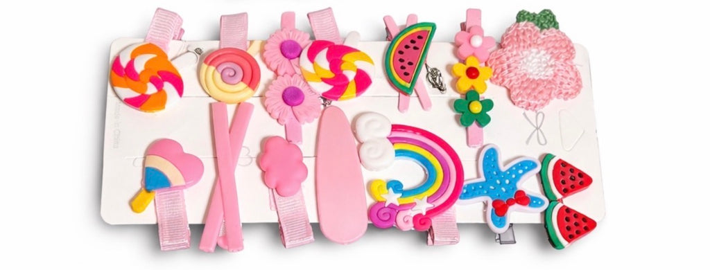 Kids Cute Hair Clip Set – Rainbow, Flower & Fruit