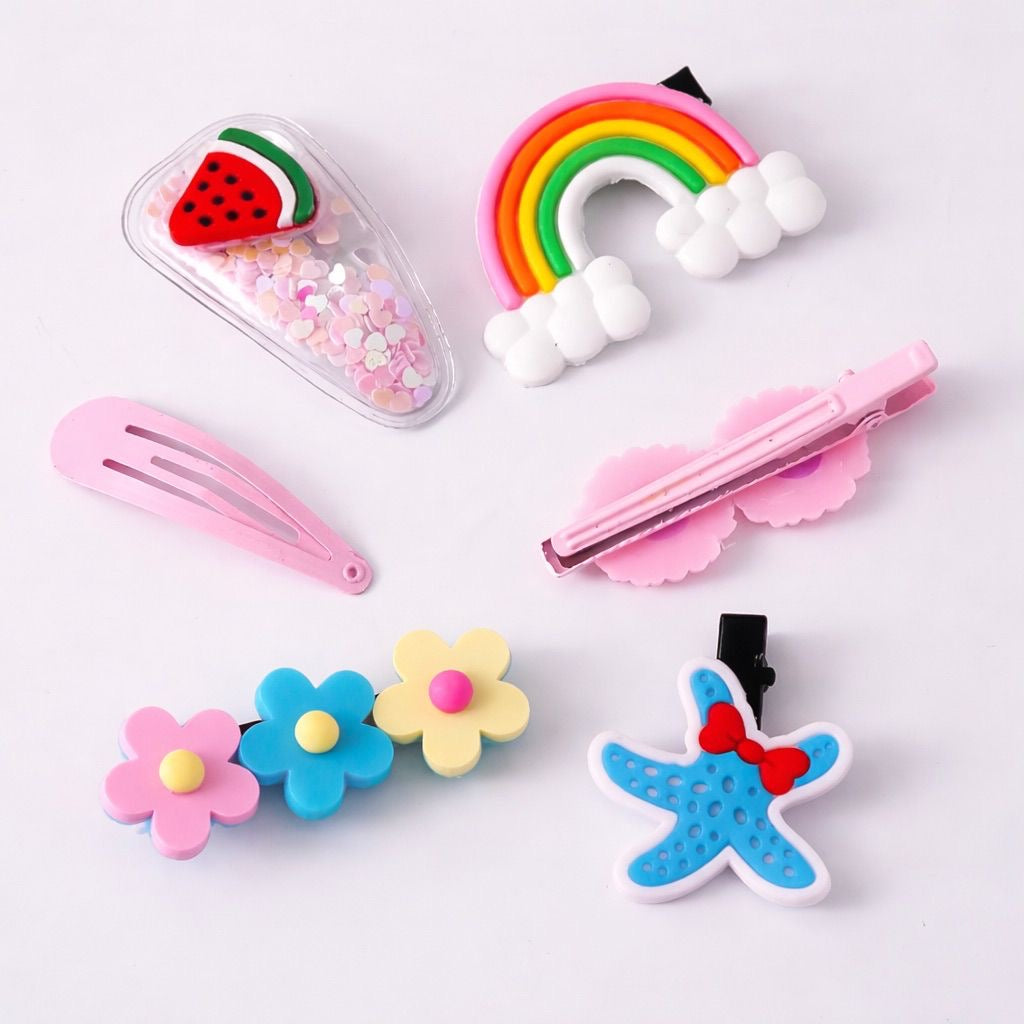 Kids Cute Hair Clip Set – Rainbow, Flower & Fruit