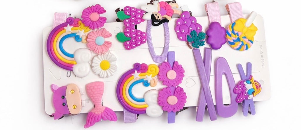 Kids Cute Hair Clip Set – Rainbow, Flower & Fruit