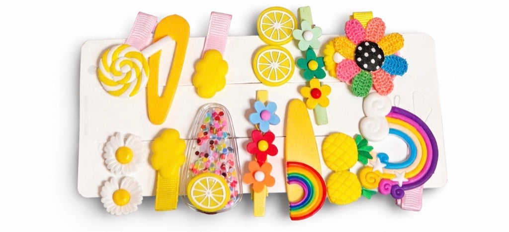 Kids Cute Hair Clip Set – Rainbow, Flower & Fruit