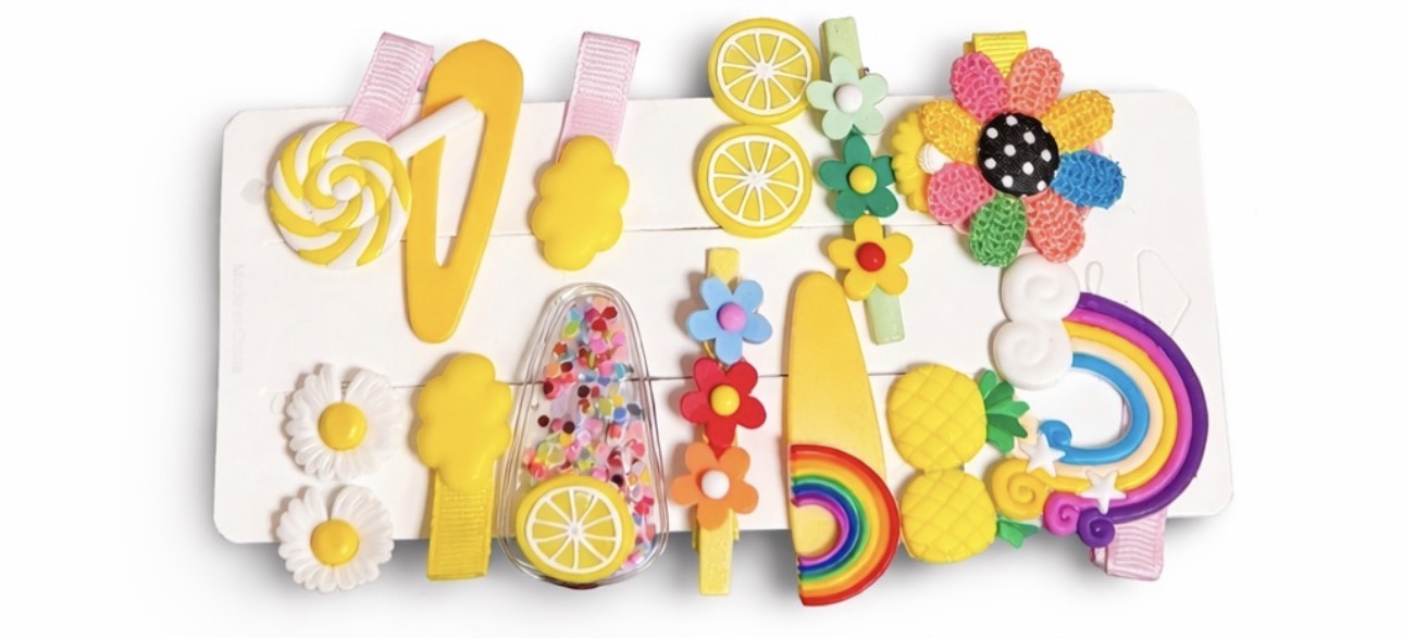 Kids Cute Hair Clip Set – Rainbow, Flower & Fruit
