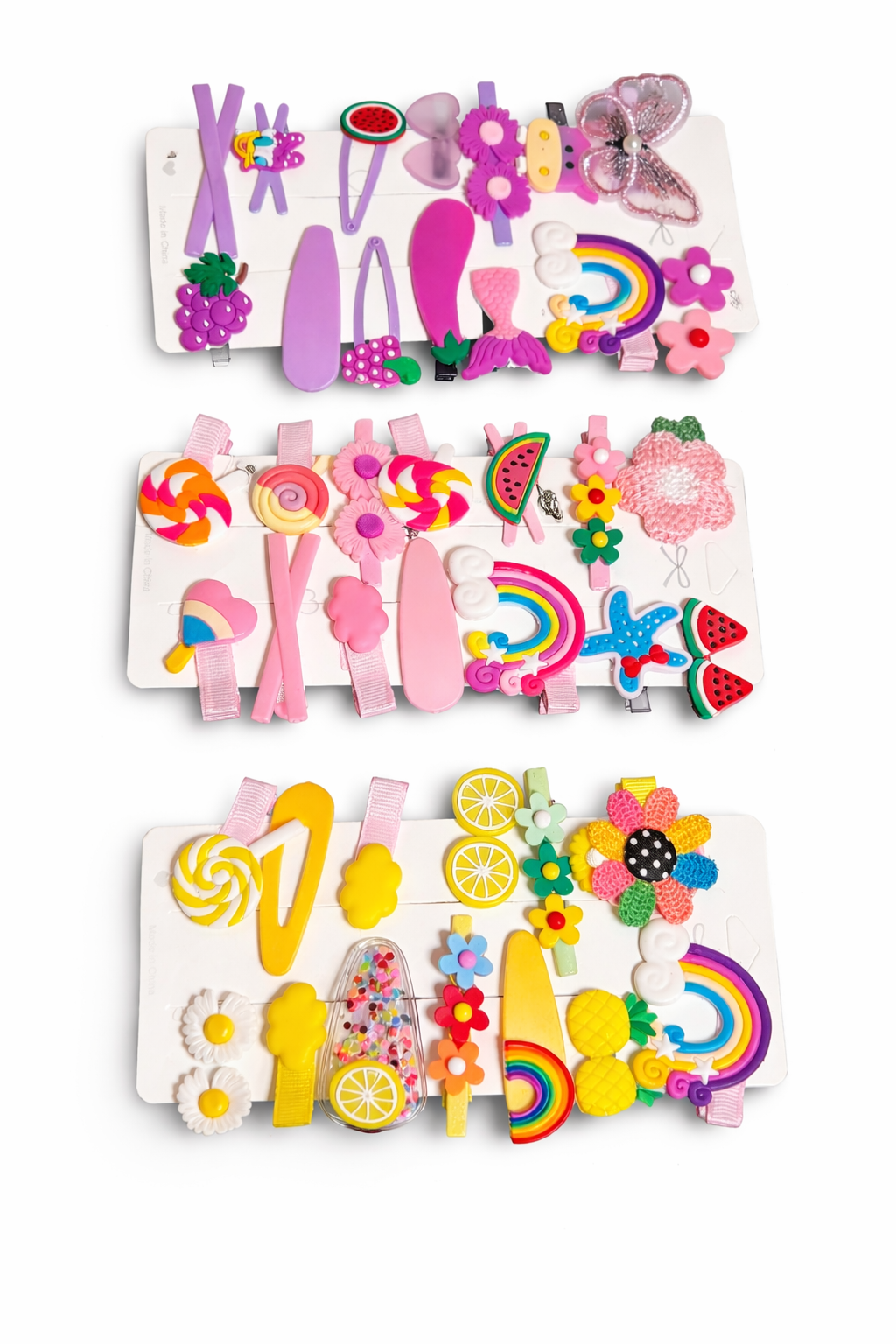Kids Cute Hair Clip Set – Rainbow, Flower & Fruit